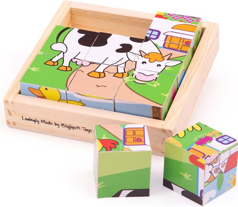 BigJigs Toys Puzzle cubes animaux 9 pcs