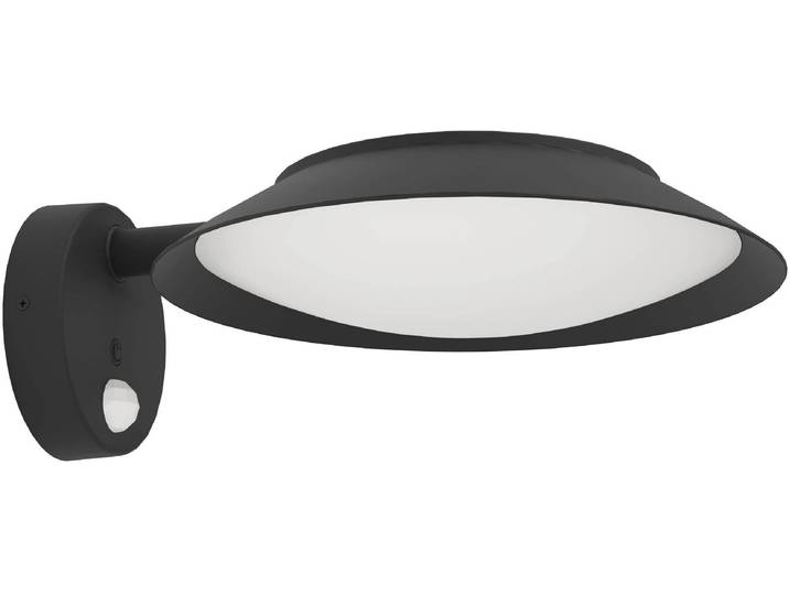 LED Solarleuchte EGLO Cerrisi LED Wandlampe, Solarlampe, Bewegungsmelder, Kunststoff, IP44 , schwarz, H:10,5cm L:25cm, Leuchten, LED Solarleuchte, Solarleuchte - L25 x H10,5 x AL30 cm - schwarz - 7W inkl.