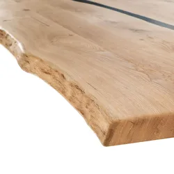Massivholz »Tabula Rasa« Epoxid-Tischplatte Baumkante 240x100 cm / Epoxid-Harz Schwarz