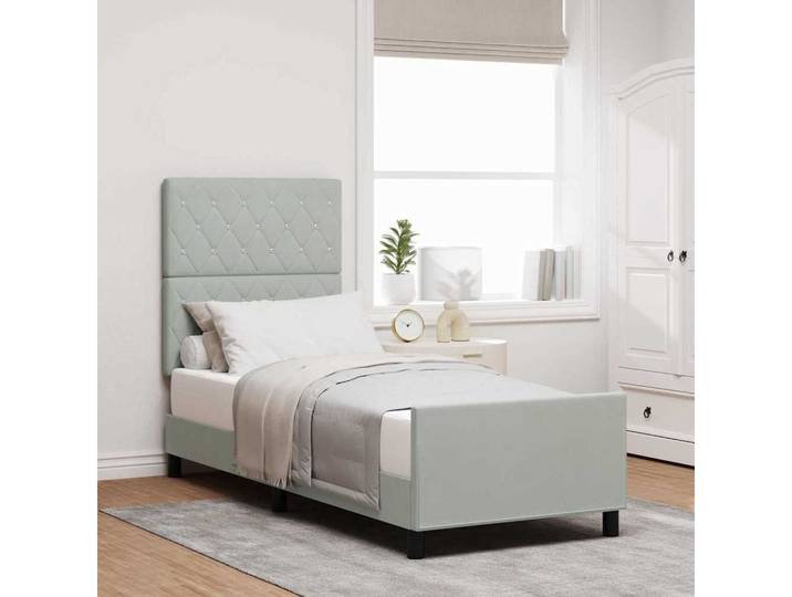vidaXL Boxspringbett, Boxspringbett mit Kopfteil Hellgrau 80 x 200 cm Samt
