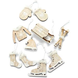 Heitmann-Deco Weihnachtsbaumschmuck 1008716, natur, 7-10 cm, Anhänger-Set aus Holz, 6 Stück