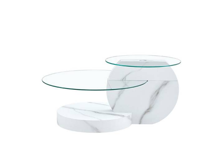 ANYSUN Couchtisch gehärteter Glas-Couchtisch, Wohnzimmertisch Modern (mehrschichtiges Design, Büro Beistelltisch), Beistelltisch Set Loft Design Wohnzimmertisch
