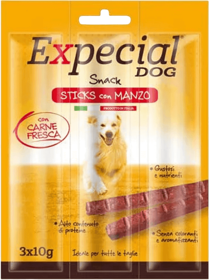 Kit Risparmio 9x10G Expecial Dog Snack Sticks MANZO