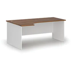 Büro-Eckschreibtisch PRIMO WHITE, 180x120 cm, links, weiß/Nussbaum