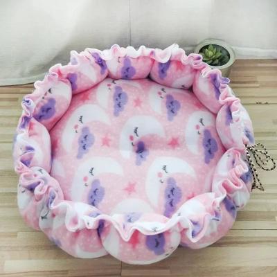 Uplifted Finds Plush Nesting Donut Pet Bed & Cushion Basket pink Cloud l
