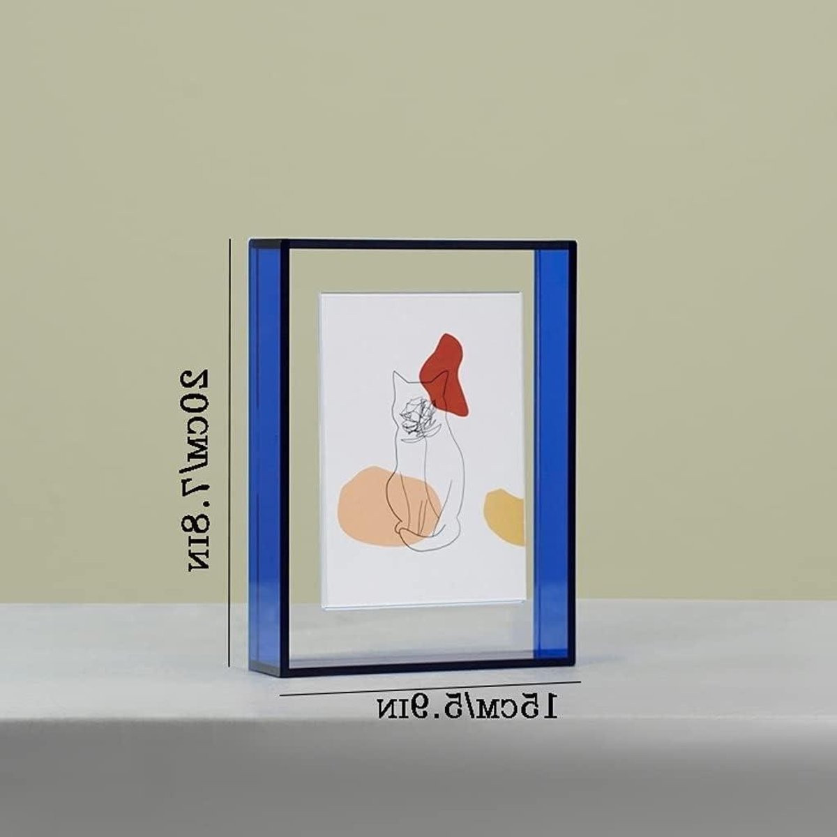 Blauwe Acryl Fotolijst met verwisselbare passe-partout