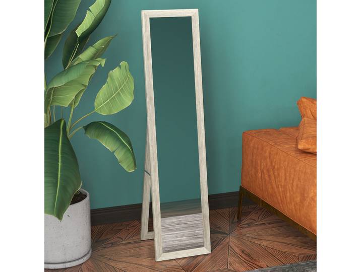 HOMCOM Miroir Rectangulaire Bois 37x155cm Gris