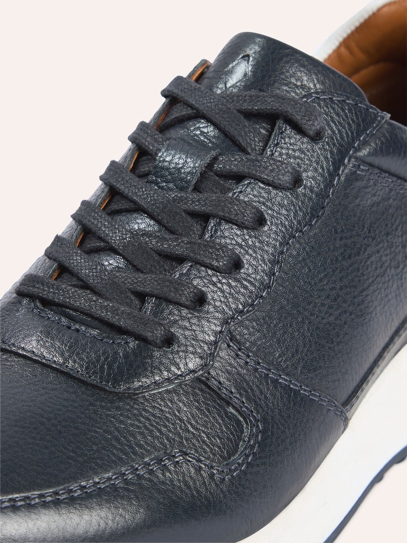 Walbusch Leder Sneaker, noch offen: Größenlauf, Farbe Blau, 45, hochwertiges Leder herausnehmbare Decksohle Herren