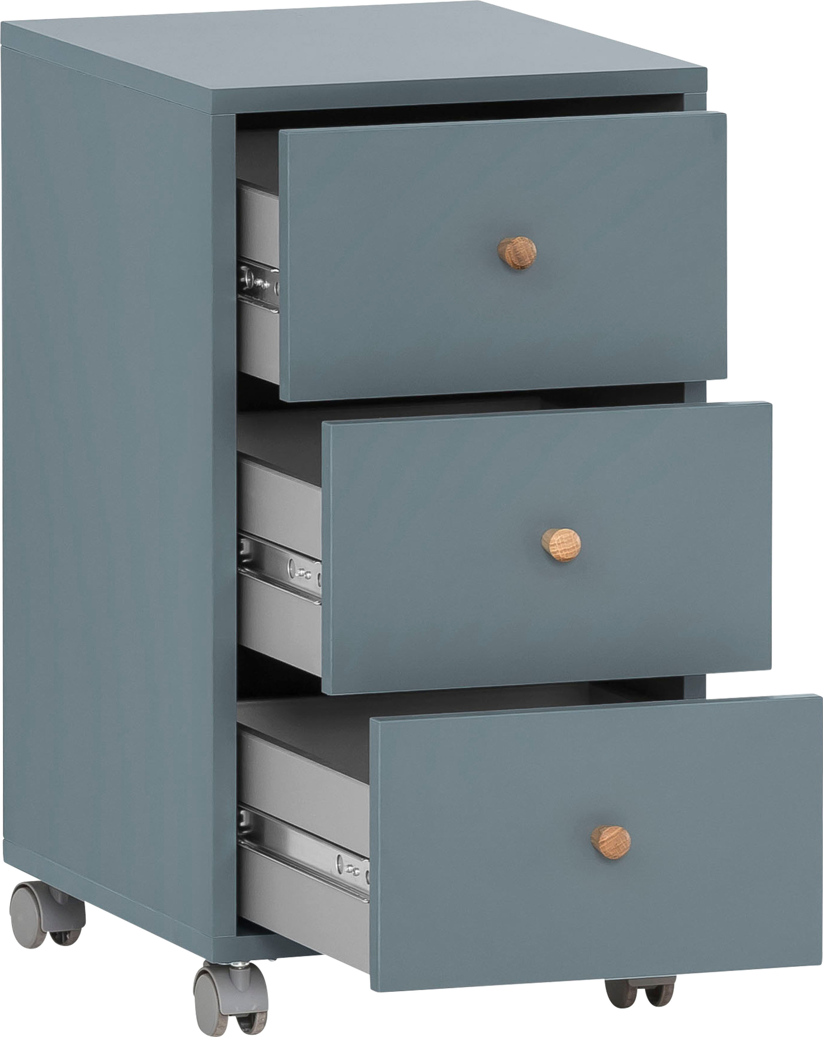 Rollcontainer SCHILDMEYER "Serie 500, Rollcontainer, Made in Germany, B: 50 cm", blau (fjord), B:32,6cm H:59,7cm T:39,1cm, Holzwerkstoff, Rollwagen, Rollcontainer, Solide Verarbeitung - Dieses Produkt ist in Deutschland gefertigt fjord B/H/T: 32,6cm x 59,