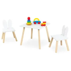 Relaxdays Kindersitzgruppe Kaninchenohren Weiß,Hellbraun