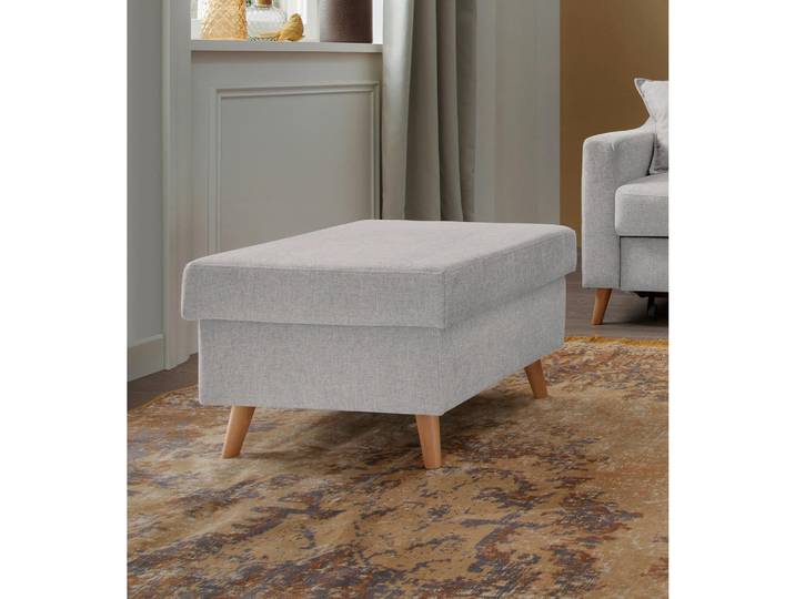 P & B Hocker Valentina, Grau, Holz, Buche, Uni, rechteckig, 61x43x61 cm, erweiterbar (Typenauswahl), Stoff-/Lederauswahl, Wohnzimmer, Hocker, Sitzhocker