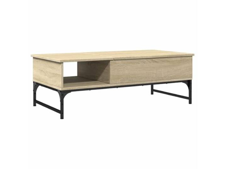 Couchtisch Sonoma Eiche 100x50x35cm mit Ablage Holzwerkstoff, Metallrahmen, 4 verstellbare Füße, offenes Regal, Wandbefestigung