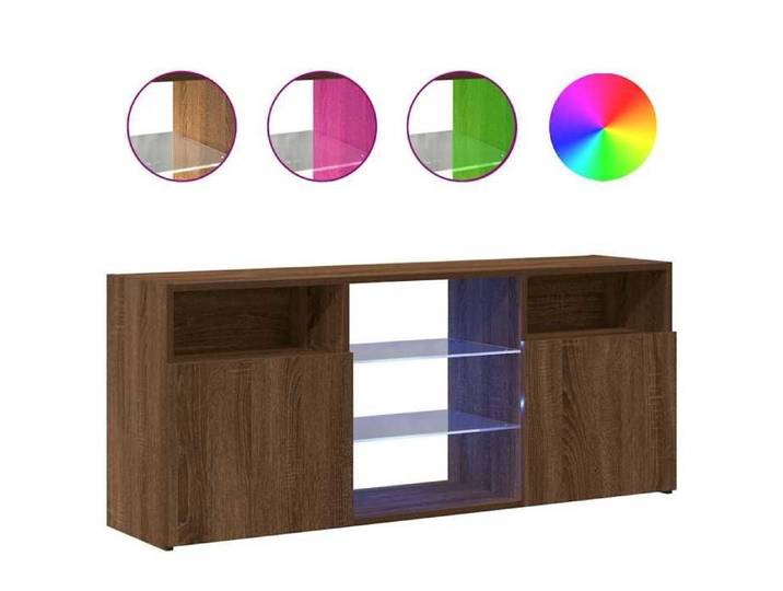SALE 2025 Meuble TV avec lumières LED - MOOD - Meuble Télé de Salon - chêne marron - 120x30x50 cm Chill8325919