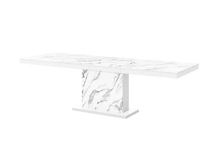 designimpex Esstisch Design HME-111 Marmor Natur - Weiß Hochglanz ausziehbar 160-260cm