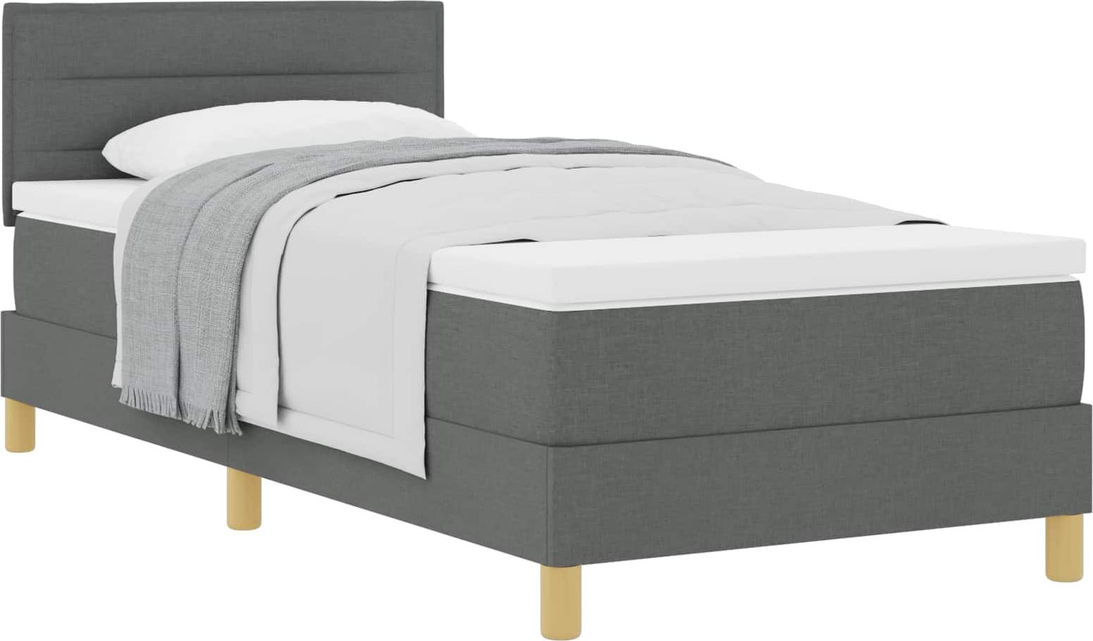 Boxspringbett mit Kissen Dunkelgrau 90 x 190 cm Stoff