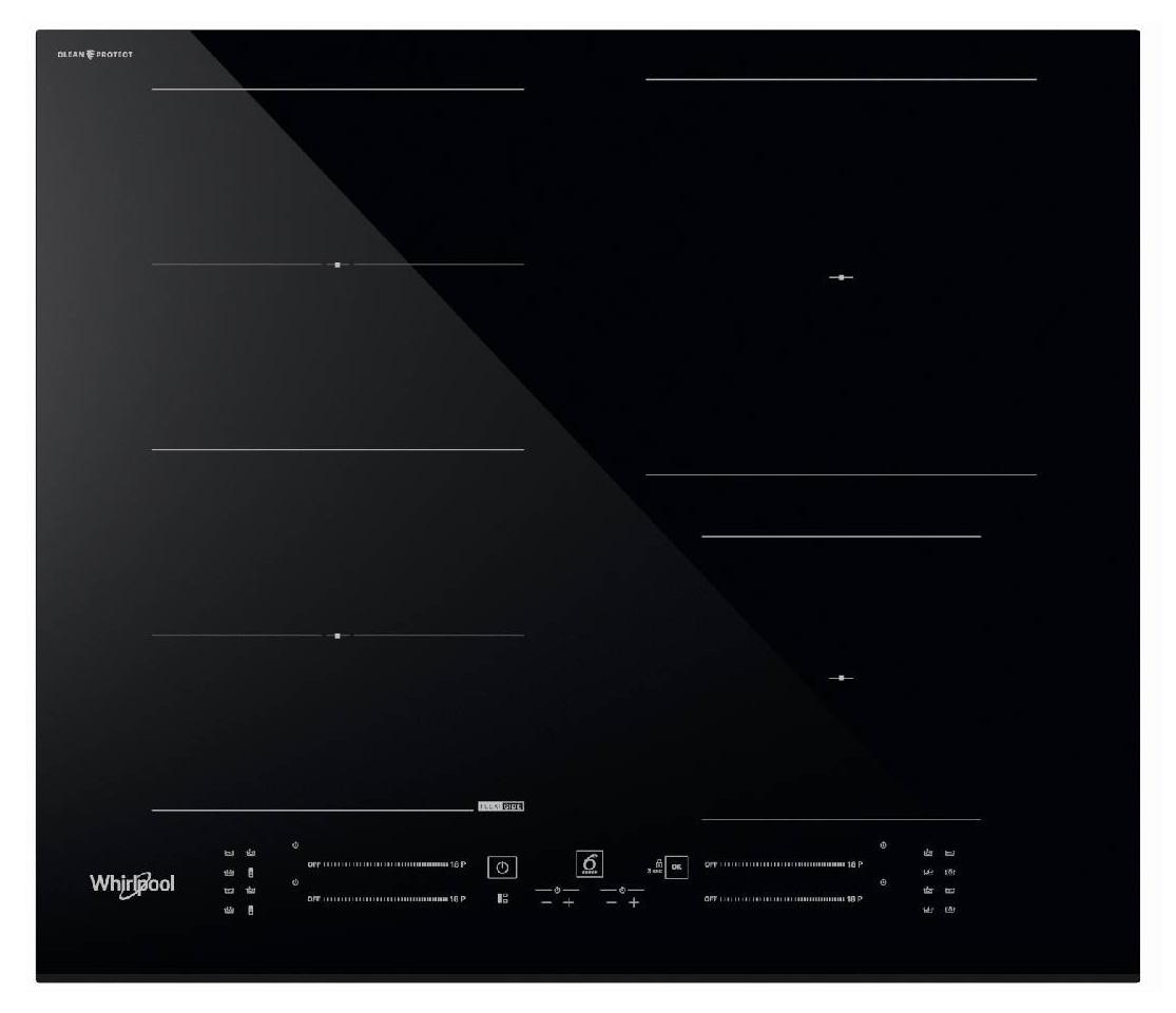 Whirlpool WF S5060 CPBF, Schwarz, Integriert, 59 cm, Keramik, Keramik, 4 Zone(n)