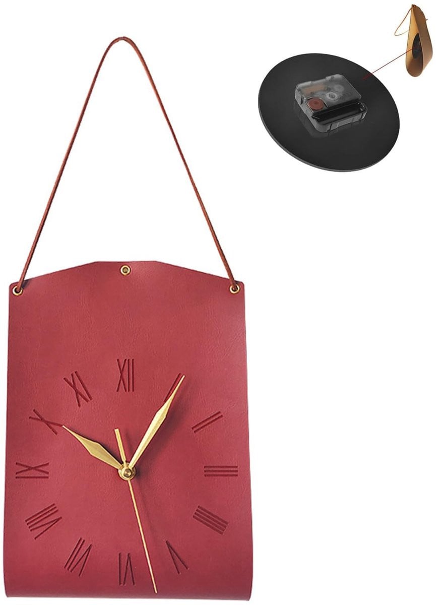 Retro Wandklok van PU Leer
