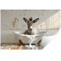 WANDTATTOO Esel - Tiere - Badewanne - Schaumstoff Wandsticker 120x80 cm