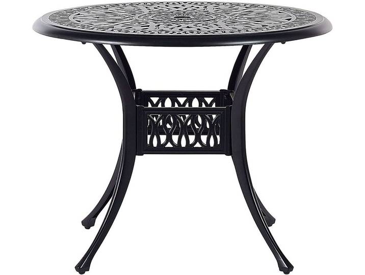 BELIANI Gartentisch schwarz Aluminium runde Form Bistro Retro-Optik