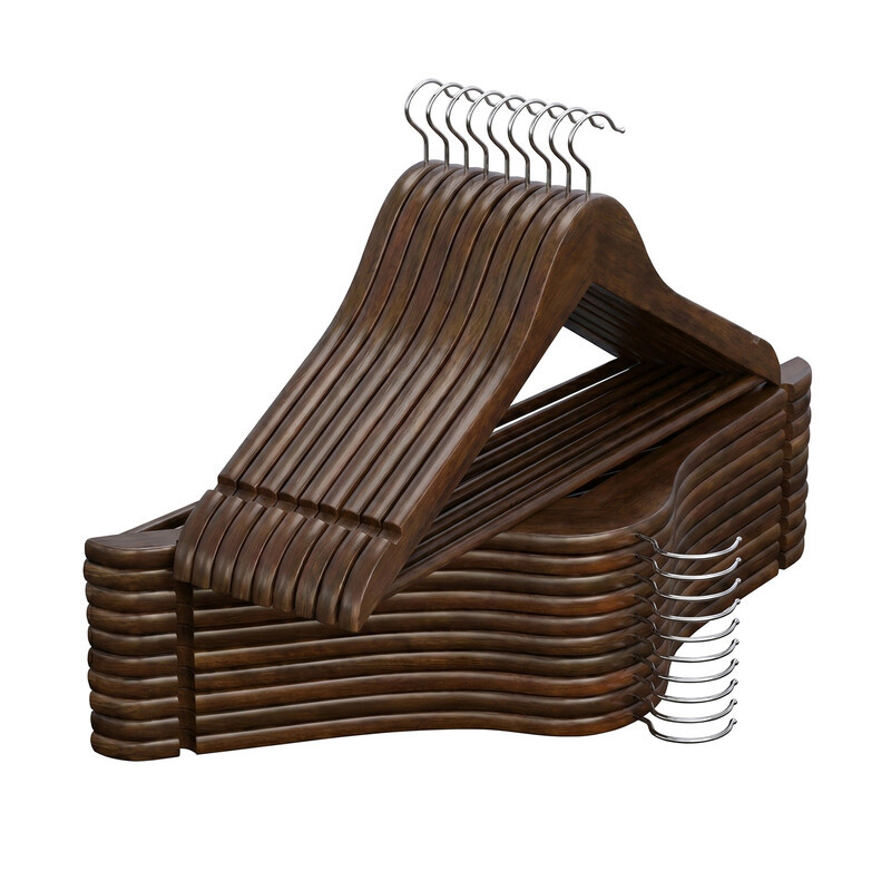 JOYFURNOS houten kledinghangers 20 stuks, geelbruin, B/D/H: 44,5 x 23 x 1,2 cm