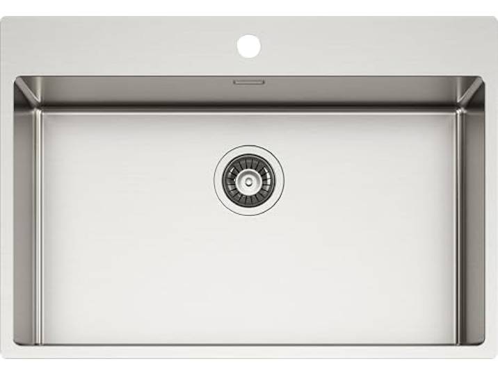 SCHOCK Küchenspüle New Tech Plus N100 XL Edelstahl 304, 750 x 510, Innenbecken 700 x 400 cm, 1 Becken aus gebürstetem Edelstahl, kombinierbar mit Mischbatterien, Herdplatten und Öfen