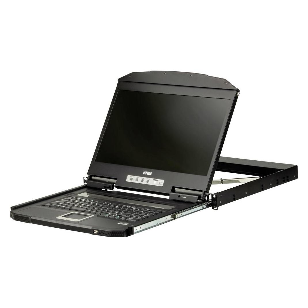 Aten CL3100NX ES Kurze Tiefe Single Rail 18,5"-LCD Konsole (USB, VGA), ES-Layout (CL3100NX SP)
