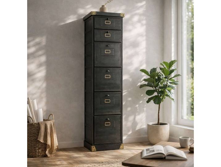 Meuble postier industriel finition carbone