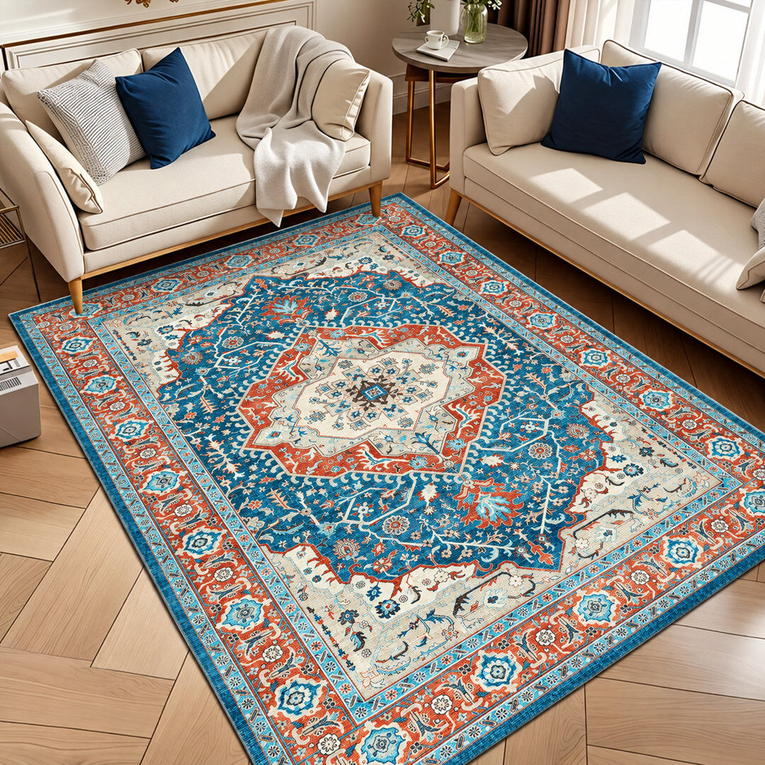 Aspire Homeware Blue Persian Style Area Rug REGAL Rectangle 120 x 170 cm