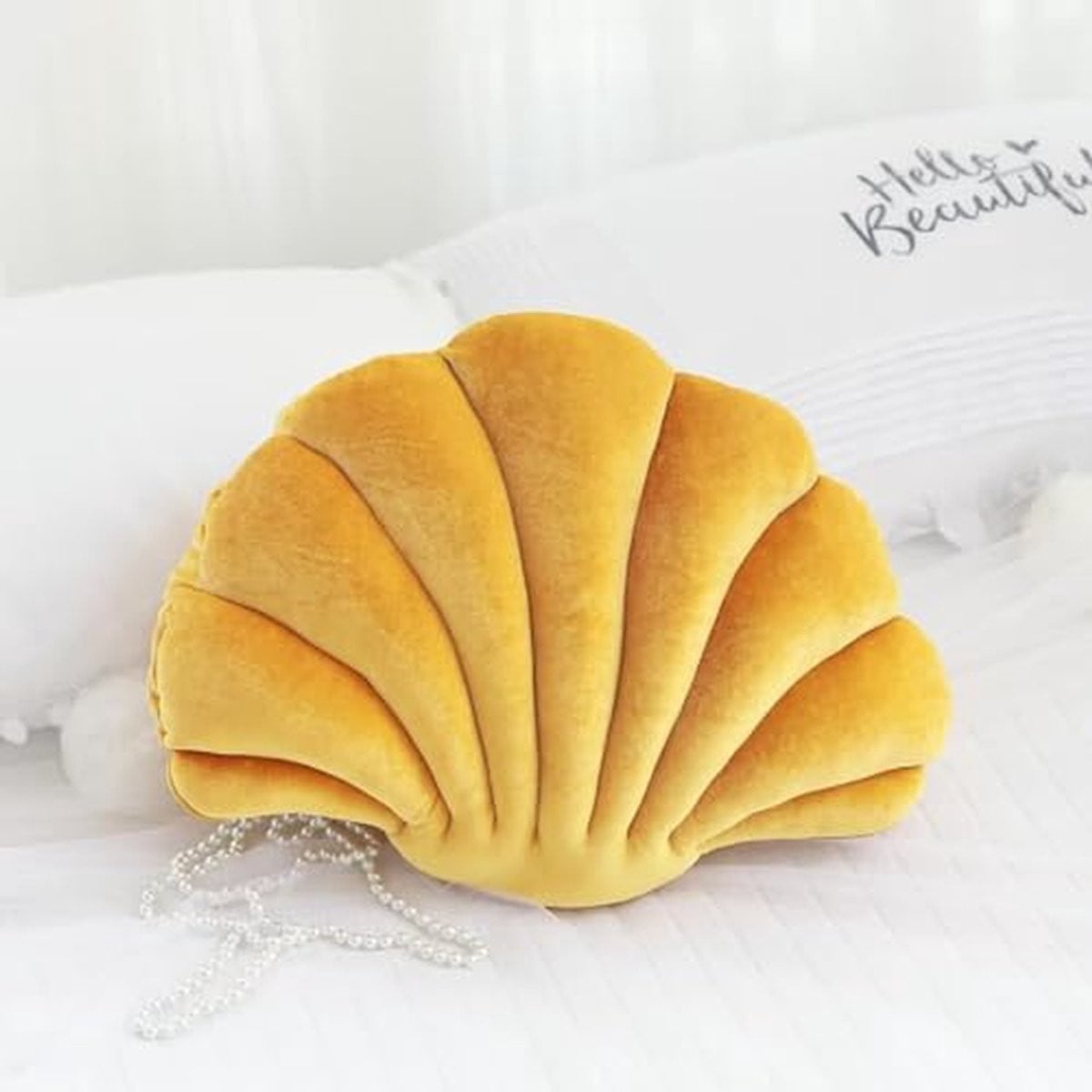 Schelpvormig Pluche Kussen voor Thuis en Kantoor - Decoratief Kussen 34 x 25 cm