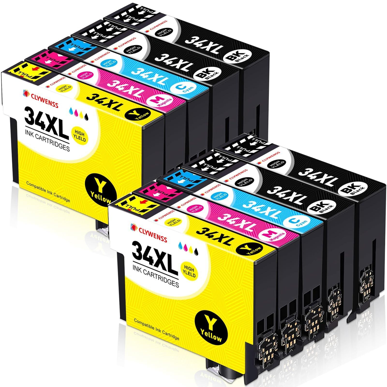 Merkloze 34XL Inktcartridges Multipack met 4x Zwart, 2x Cyaan, 2x Magenta en 2x Geel
