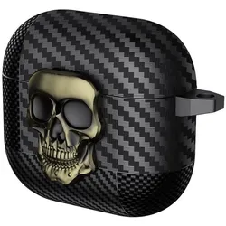 Cover-Discount AirPods 4 - Skull Schutzhülle mit Karabiner (Kopfhörer Hülle), Kopfhörertasche + Schutzhülle, Bronze