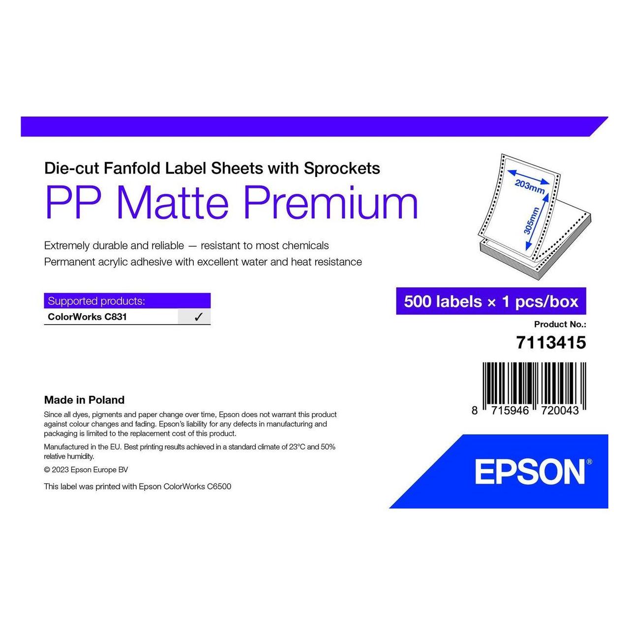 Epson Pp Matte Label Prem Die-Cut (203 mm) (7113415)