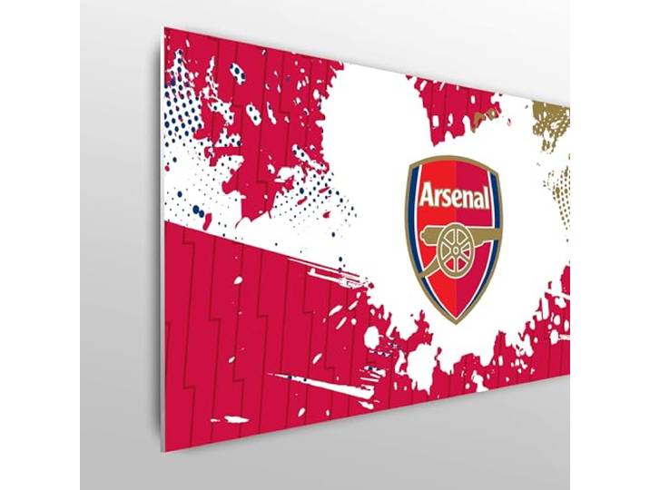 Licensed Décor Arsenal FC Kopfteil für Einzelbett, verstellbar, 100 x 75 cm (B x H), vollständiges Wappen auf hellenden Farbspritzern