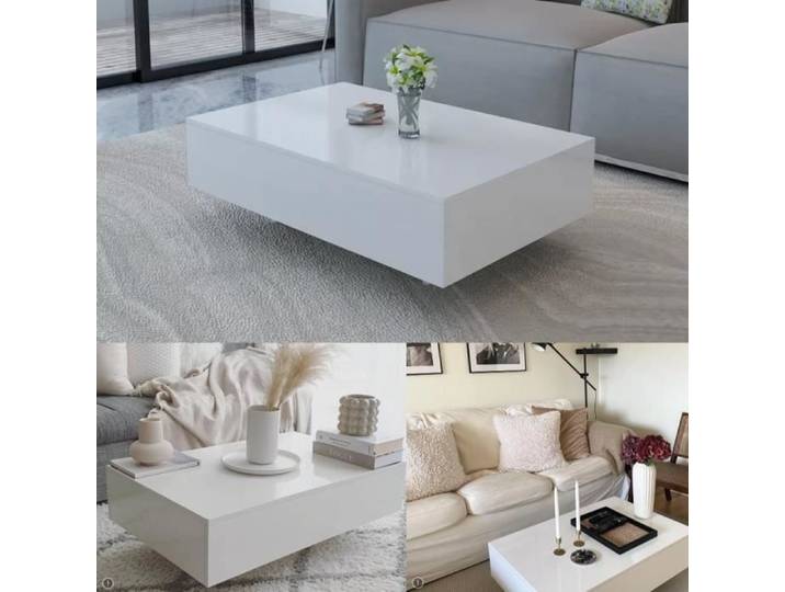 Table basse - YOS - Haute brillance blanche - Rectangulaire