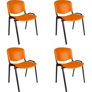 Topsit Besucherstuhl Kunststoff, stapelbar, Vierfußstuhl, Kunststoff, orange, 4 Stück