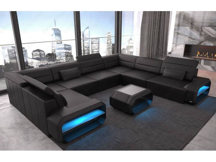 Wohnlandschaft Verona U-Form aus Leder