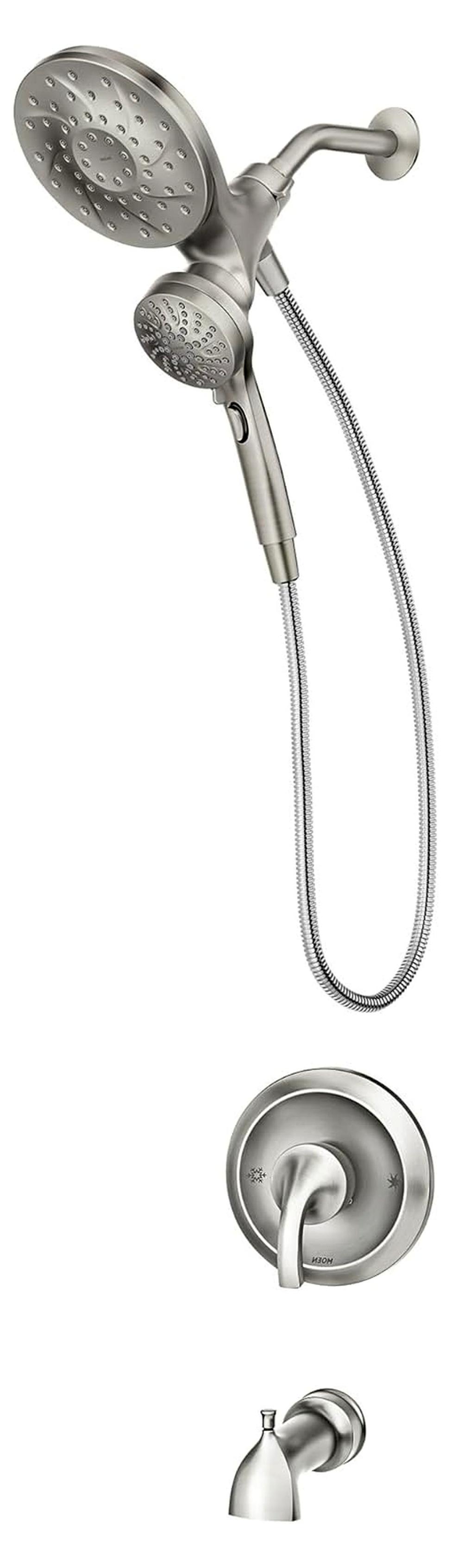 Multifunktions-Handbrause und Regendusche mit Fleckenresistentem Nickel-Finish