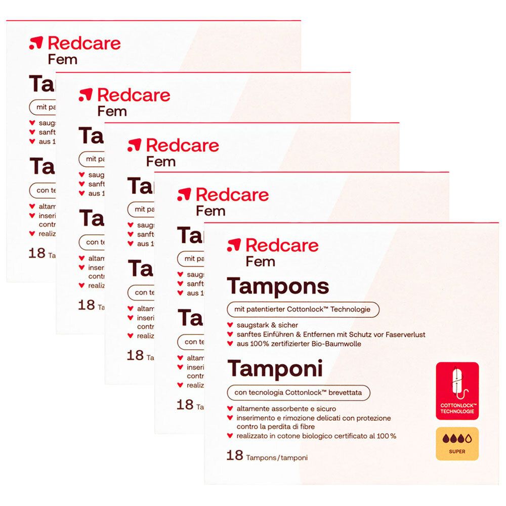 Redcare Tampons Super Fünferpack 5x18 St Tampon