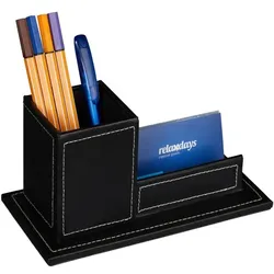 Relaxdays Schreibtisch Organizer für Visitenkarten Weiß,Schwarz