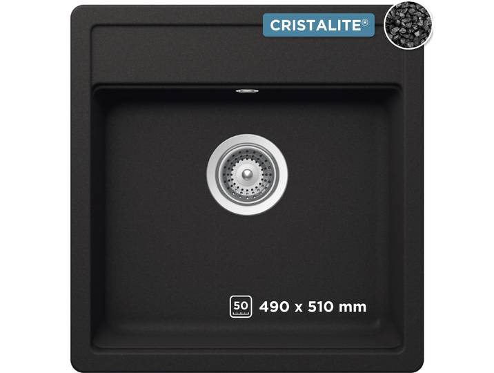 Granitspüle SCHOCK Oslo , schwarz, B:49cm H:29cm T:51cm, Domogranit, Küchenspülen, Granitspüle