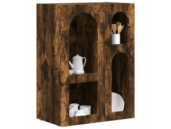 KTHLBRH Sideboard ELST Eiche Smoke 59 x 35 x 80,5 cm Mehrschichtiges Holz, Esszimmermöbel, Wohnzimmerschrank, großer Innenraum