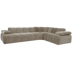 Ecksofa Mojo aus Flachcord, modern und flexibel, Sand, verstellbare Armlehnen, 4-5 Sitzplätze