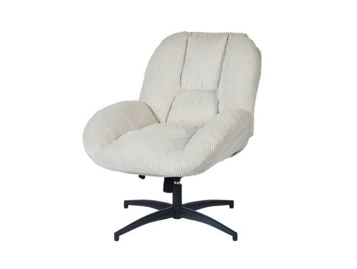 MEUBLES COSY Fauteuil de bureau pivotant scandinave avec accoudoirs en velours côtelé réglable beige - LITHOPS