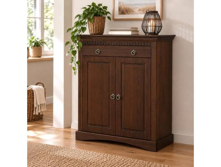 clever-moebel 2trg. Kommode im Landhausstil, Kiefernholz, braun gelaugt, Schrank, Sideboard