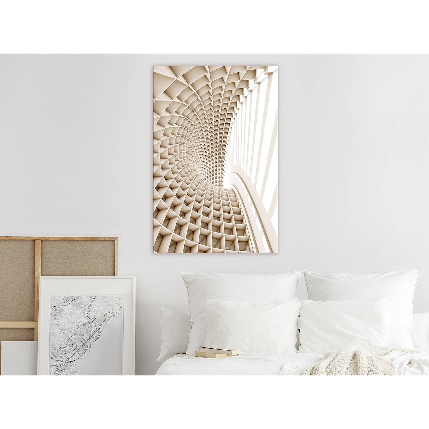 home24 Telemark abstracte wanddecoratie beige linnen 40 x 60 cm