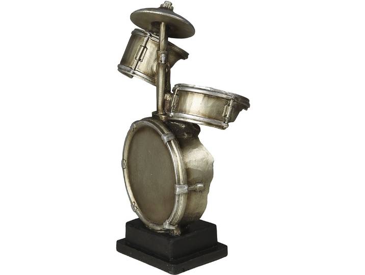 Dekofigur AMBIENTE HAUS Schlagzeug Figur L , silber (antik, silberfarben), B:15cm H:33cm T:8cm, Polyresin, Dekofiguren, Dekofigur