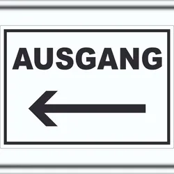 HB-Druck Ausgang Pfeil links Aufkleber A3 (297x420mm)