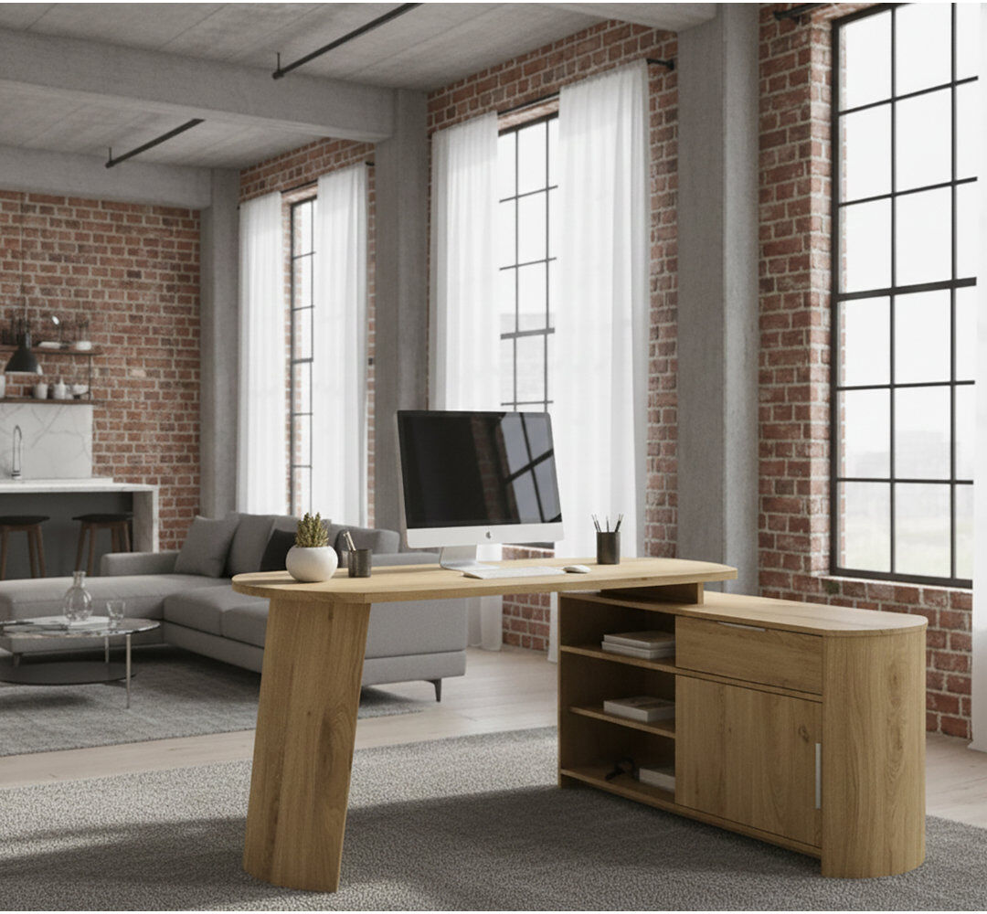 Ebern Designs Modular L-Shaped Executive Desk Brown/Brown