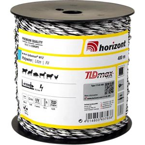 Horizont Weidezaunlitze turbomax W12, Ø 3 mm mit 12 Leiter, 37,5 km max. empfohlene Zaunlänge, weiß, Rollenlänge 400 m