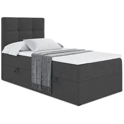 BOXBETT mit Matratze H4 und Lattenrost - MARCE - 90x200 - Rechts - H4 - Dunkelgrau